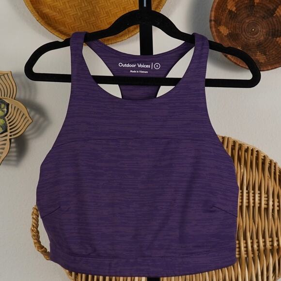 Outdoor Voices TechSweat Crop High‎ Sweat Sports Bra Purple Womens Size Small - Picture 4 of 6